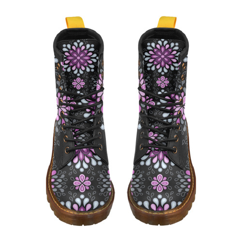 Purple pattern with atmosphere High Grade PU Leather Martin Boots For Women Model 402H