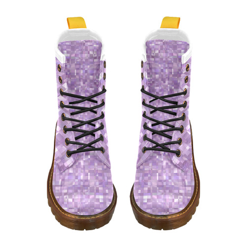 Purple Pearl Mosaic High Grade PU Leather Martin Boots For Men Model 402H