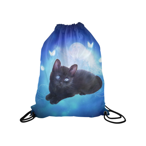 Cute little back kitten Medium Drawstring Bag Model 1604 (Twin Sides) 13.8"(W) * 18.1"(H)