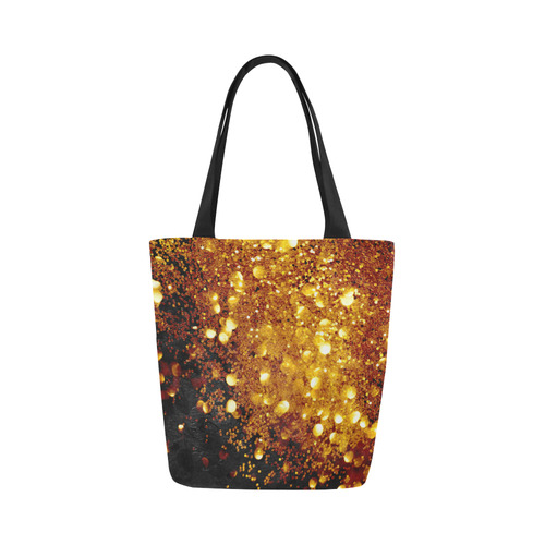 Golden glitter texture with black background Canvas Tote Bag (Model 1657)