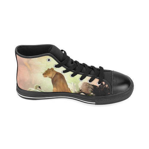 Awesome lioness in a fantasy world High Top Canvas Women's Shoes/Large Size (Model 017)