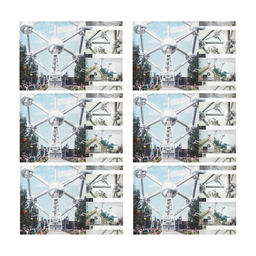 Vintage Brussels Atomium Collage Placemat 12’’ x 18’’ (Six Pieces)