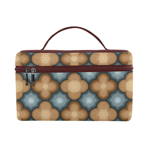 Brown and Blue Pattern Cosmetic Bag/Large (Model 1658)