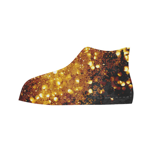 Golden glitter texture with black background Aquila High Top Microfiber Leather Women's Shoes (Model 032)