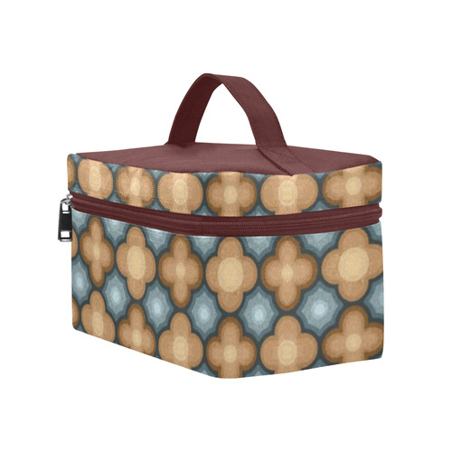 Brown and Blue Pattern Cosmetic Bag/Large (Model 1658)