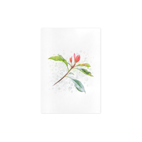3 colors leaves, red blue green. Floral watercolor Art Print 7‘’x10‘’