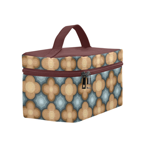 Brown and Blue Pattern Cosmetic Bag/Large (Model 1658)