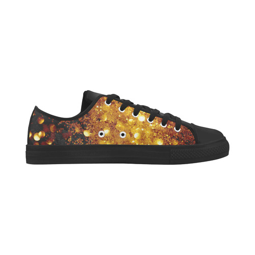 Golden glitter texture with black background Aquila Microfiber Leather Women's Shoes (Model 031)