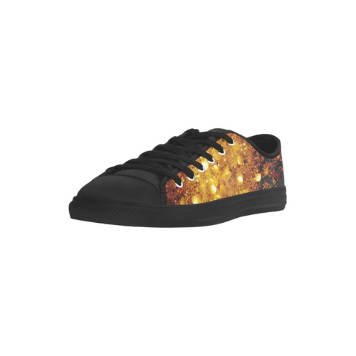 Golden glitter texture with black background Aquila Microfiber Leather Women's Shoes (Model 031)