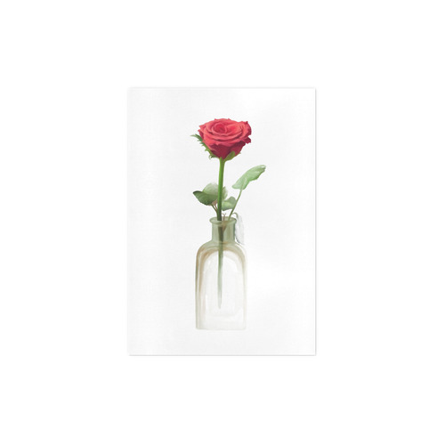Floral Watercolor. Red Rose in Glas Flask - Vase Art Print 7‘’x10‘’
