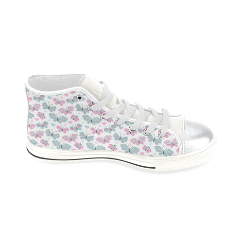 Cute Pastel Butterflies High Top Canvas Shoes for Kid (Model 017)