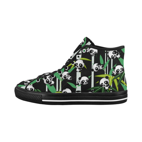 Satisfied and Happy Panda Babies on Bamboo Vancouver H Women's Canvas Shoes (1013-1)