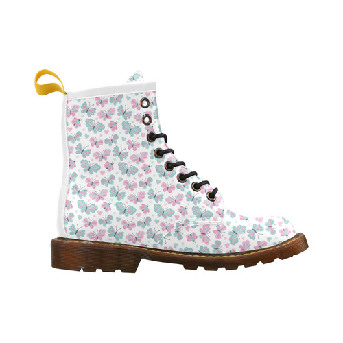 Cute Pastel Butterflies High Grade PU Leather Martin Boots For Women Model 402H