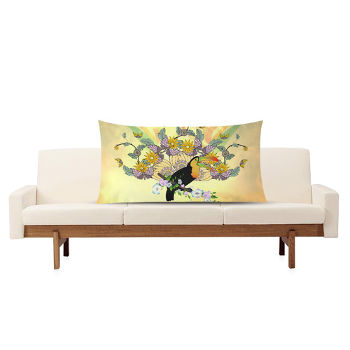 Toucan with flowers Rectangle Pillow Case 20"x36"(Twin Sides)