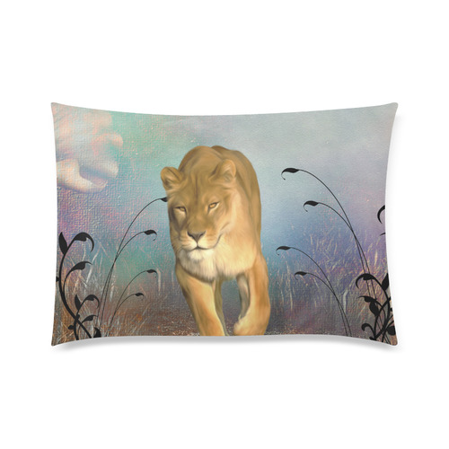 Wonderful lioness Custom Zippered Pillow Case 20"x30" (one side)