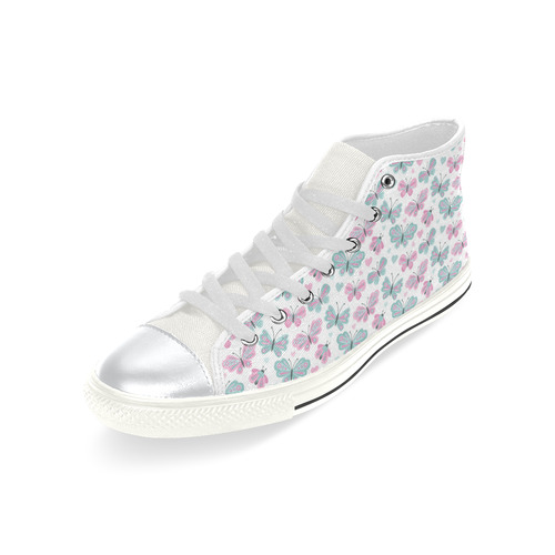 Cute Pastel Butterflies High Top Canvas Shoes for Kid (Model 017)