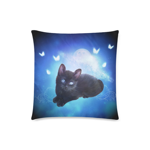 Cute little back kitten Custom Zippered Pillow Case 18"x18"(Twin Sides)