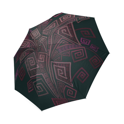 Psychedelic 3D Square Spirals - pink and orange Foldable Umbrella (Model U01)