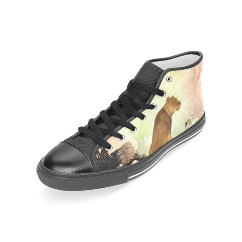 Awesome lioness in a fantasy world Women's Classic High Top Canvas Shoes (Model 017)