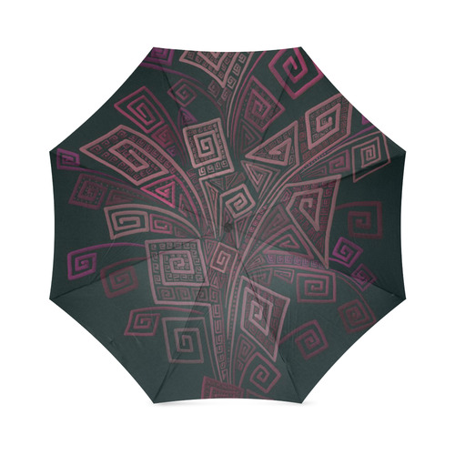 Psychedelic 3D Square Spirals - pink and orange Foldable Umbrella (Model U01)