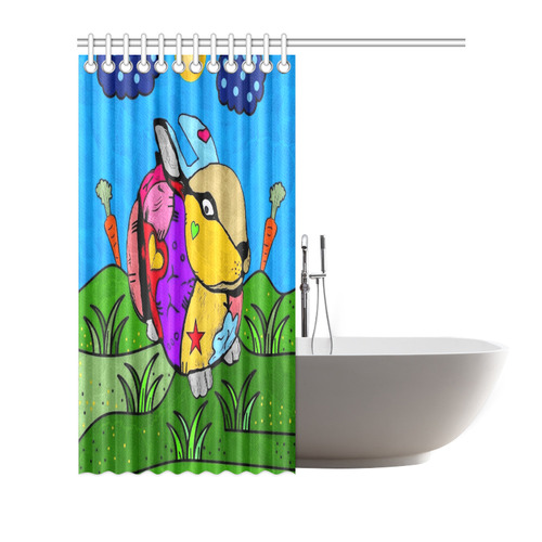 Rabbit Popart by Nico Bielow Shower Curtain 72"x72"