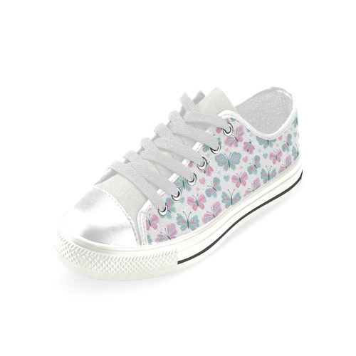 Cute Pastel Butterflies Low Top Canvas Shoes for Kid (Model 018)