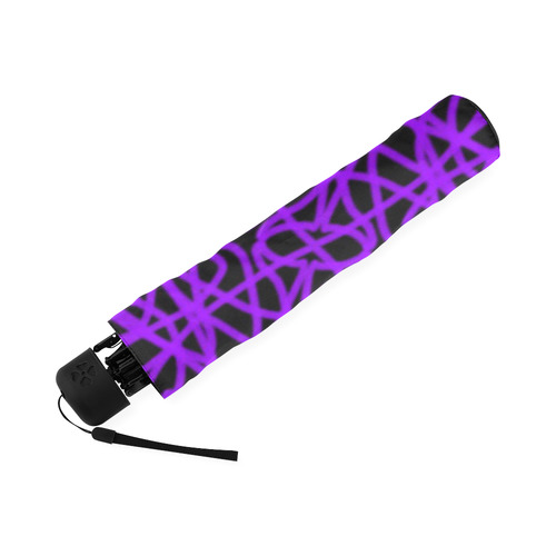 Black and Purple String Art Foldable Umbrella (Model U01)