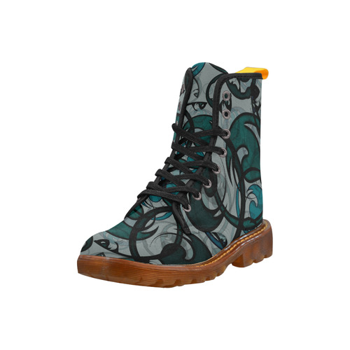 black teal and gray abstract Martin Boots For Men Model 1203H