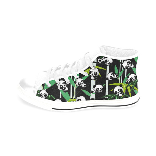 Satisfied and Happy Panda Babies on Bamboo Men’s Classic High Top Canvas Shoes /Large Size (Model 017)