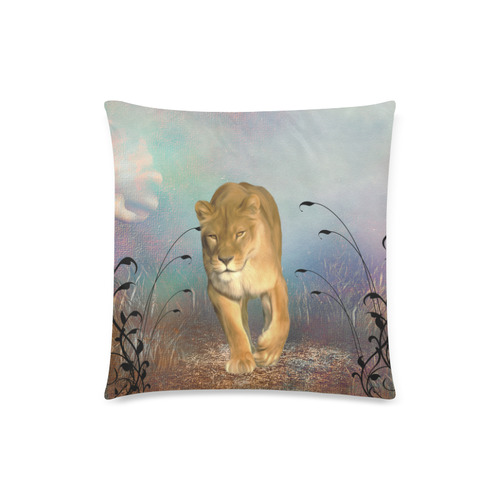 Wonderful lioness Custom Zippered Pillow Case 18"x18"(Twin Sides)