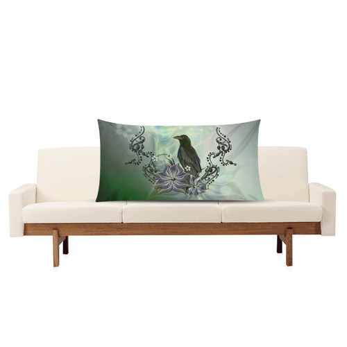 Raven with flowers Rectangle Pillow Case 20"x36"(Twin Sides)