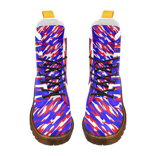 red white blue camo 2 High Grade PU Leather Martin Boots For Men Model 402H