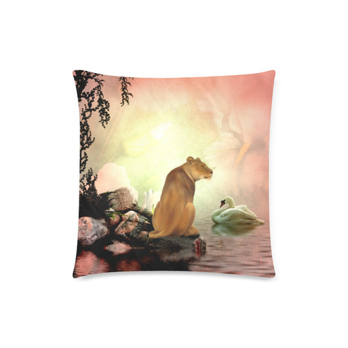 Awesome lioness in a fantasy world Custom Zippered Pillow Case 18"x18"(Twin Sides)
