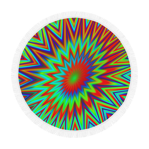 Red Yellow Blue Green Color Explosion Circular Beach Shawl 59"x 59"