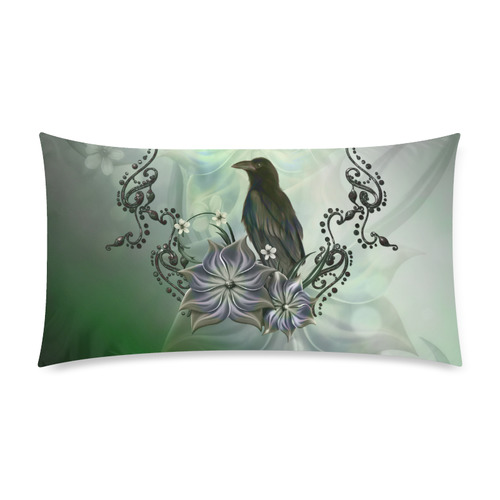 Raven with flowers Custom Rectangle Pillow Case 20"x36" (one side)