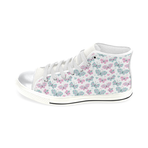 Cute Pastel Butterflies High Top Canvas Shoes for Kid (Model 017)