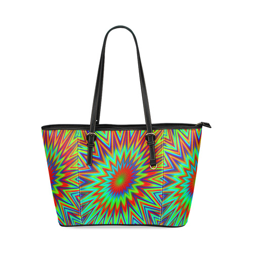 Abstract Color Explosion Leather Tote Bag/Large (Model 1640)