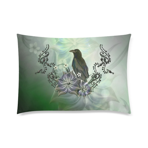 Raven with flowers Custom Zippered Pillow Case 20"x30" (one side)