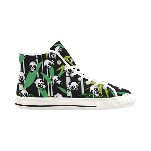 Satisfied and Happy Panda Babies on Bamboo Vancouver H Men's Canvas Shoes (1013-1)