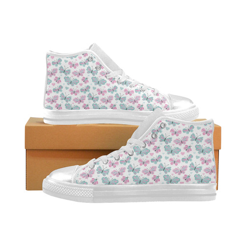 Cute Pastel Butterflies High Top Canvas Shoes for Kid (Model 017)