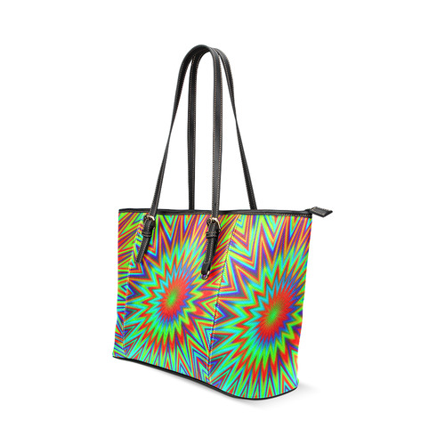 Abstract Color Explosion Leather Tote Bag/Large (Model 1640)
