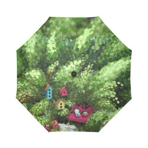 Birds and nest boxes in fairy tale garden, kids Auto-Foldable Umbrella (Model U04)