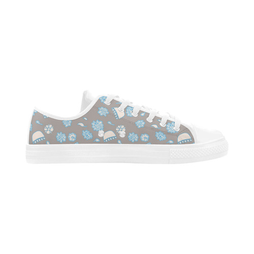 floral gray and blue Aquila Microfiber Leather Women's Shoes (Model 031)