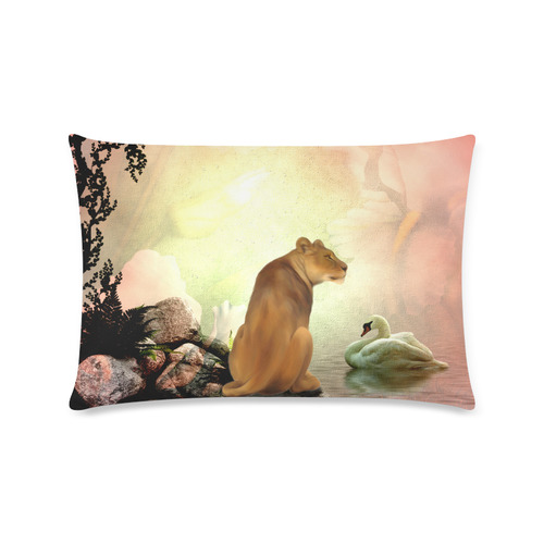 Awesome lioness in a fantasy world Custom Zippered Pillow Case 16"x24"(Twin Sides)