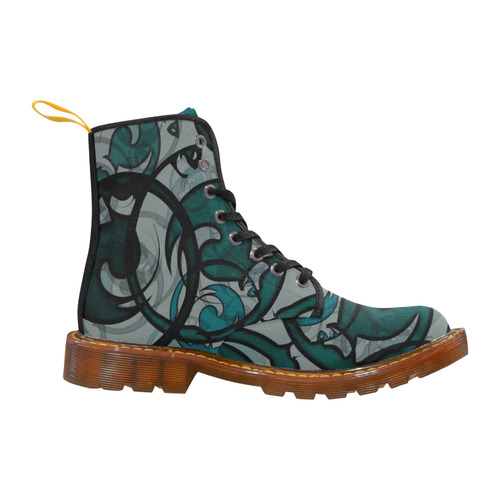 black teal and gray abstract Martin Boots For Men Model 1203H