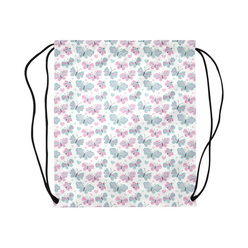 Cute Pastel Butterflies Large Drawstring Bag Model 1604 (Twin Sides)  16.5"(W) * 19.3"(H)