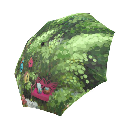 Birds and nest boxes in fairy tale garden, kids Auto-Foldable Umbrella (Model U04)