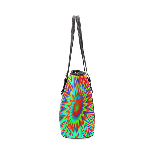 Abstract Color Explosion Leather Tote Bag/Large (Model 1640)