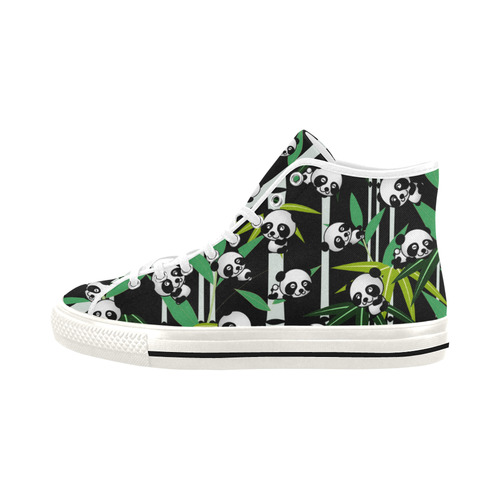 Satisfied and Happy Panda Babies on Bamboo Vancouver H Men's Canvas Shoes (1013-1)