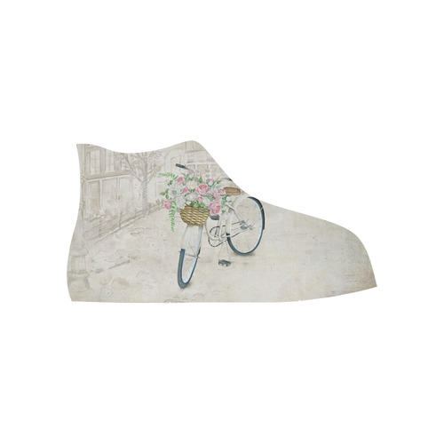 Vintage bicycle with roses basket High Top Canvas Shoes for Kid (Model 017)